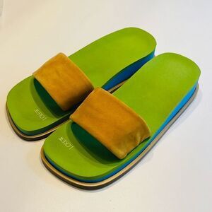 RARE J. Crew Waffle Wedge Slide Sandals Spa Women 6